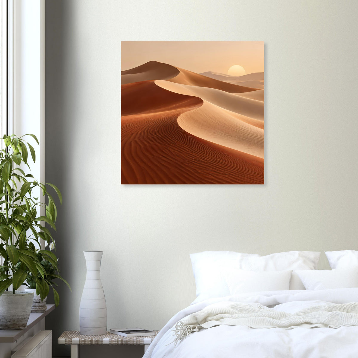 Quadratisches Wandposter mit Sanddünen in warmen Beige- und Brauntönen