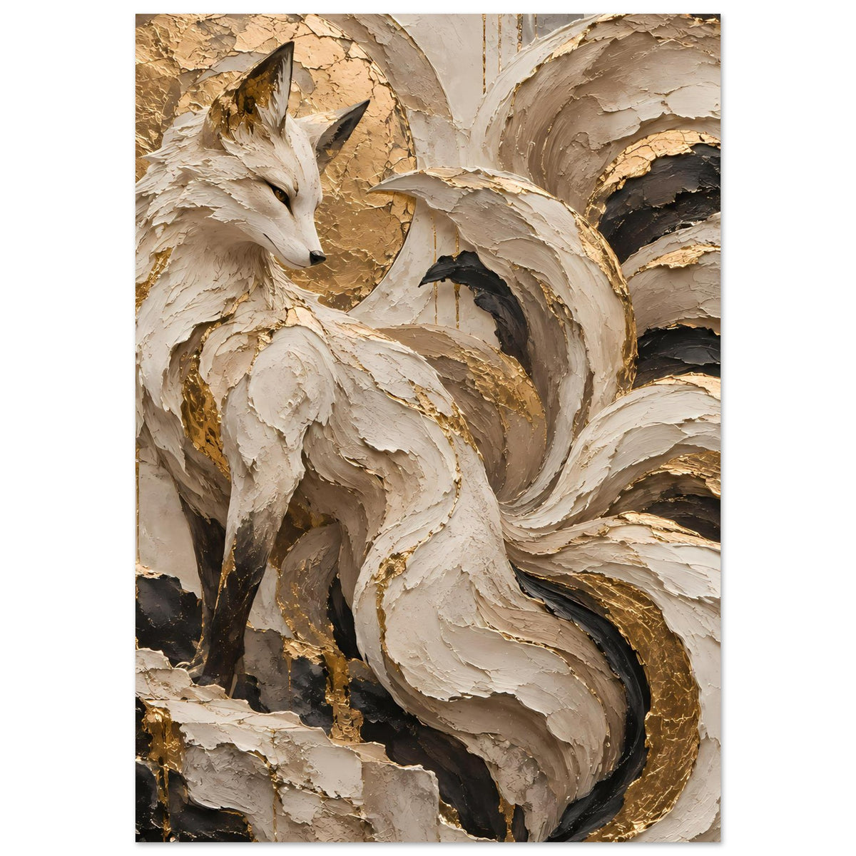 Fuchsposter, cremefarbener Fuchs mit goldenen Highlights und dunklen Bereichen