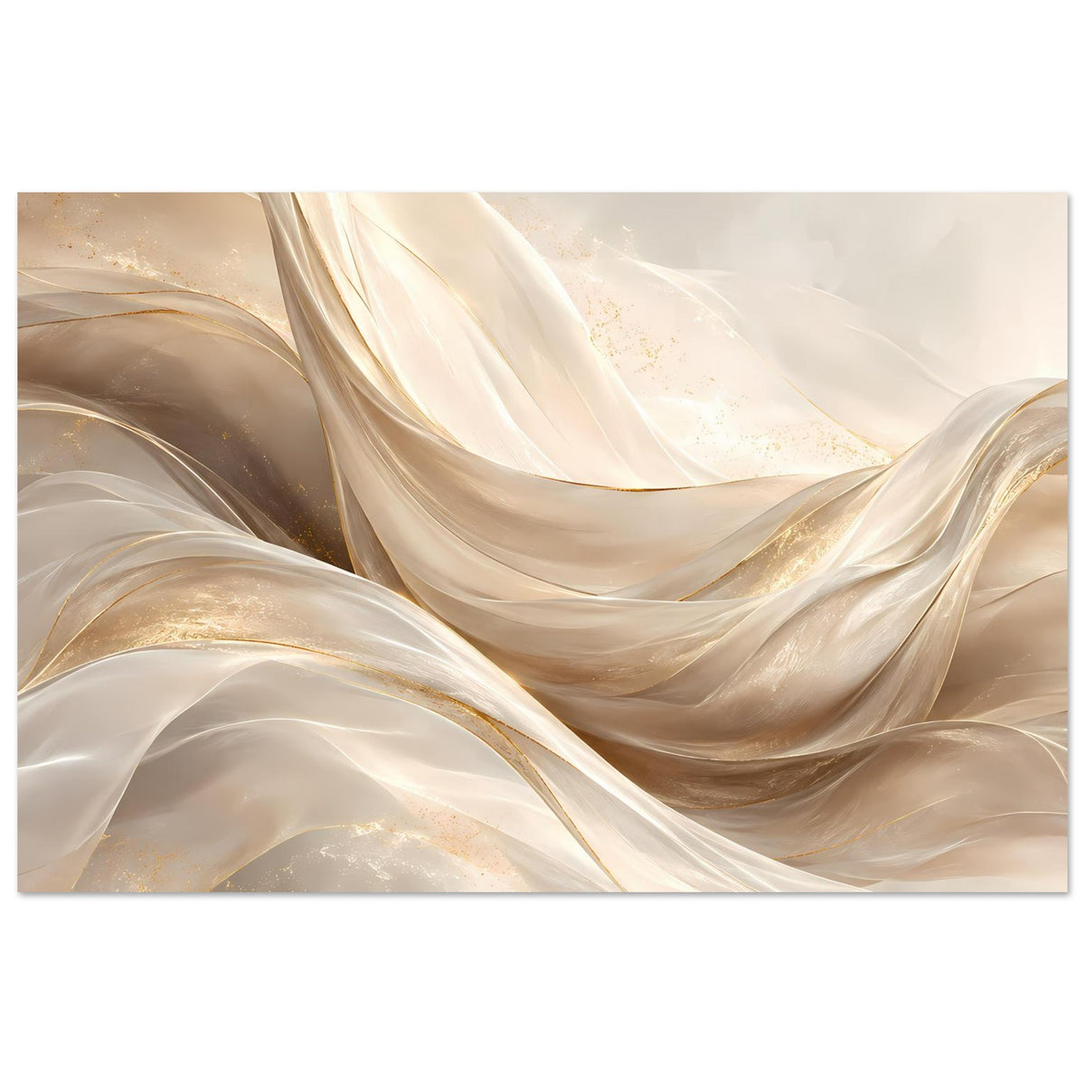 Abstraktes Leinwand-Poster: sanfte Creme- und Goldschichten, horizontal