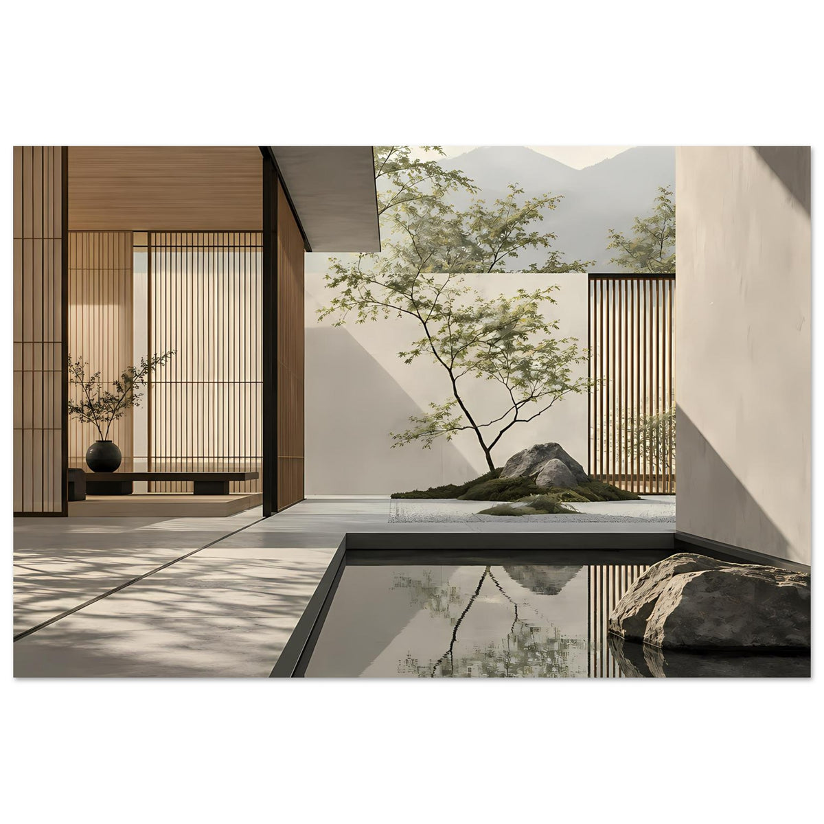 Zen-inspiriertes Kunstposter mit ruhiger minimalistischer Gestaltung