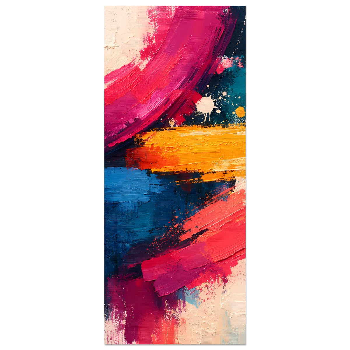 Abstraktes Poster mit Pinselstrichen in kräftigen Farben, Hochformat