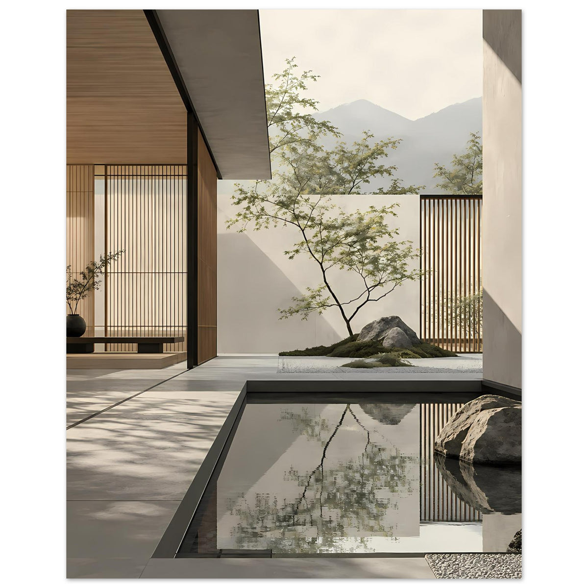 Modernes abstraktes Zen-Motiv mit harmonischer Formensprache
