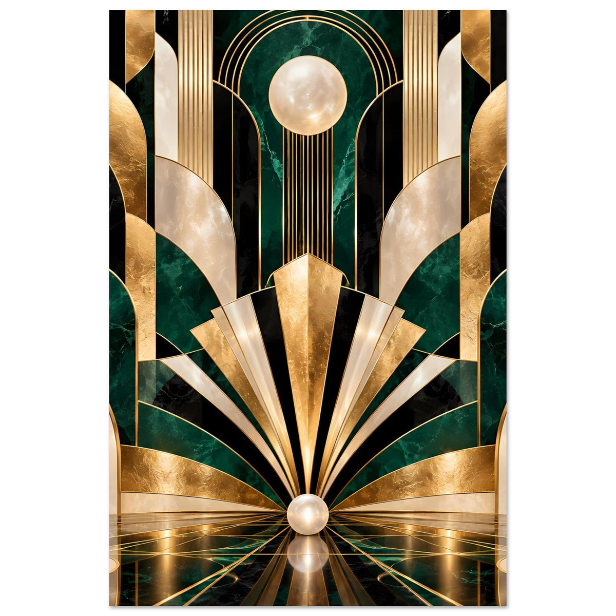 Art-Déco Poster mit Gold- und Smaragdmotiv, vertikale Ausrichtung