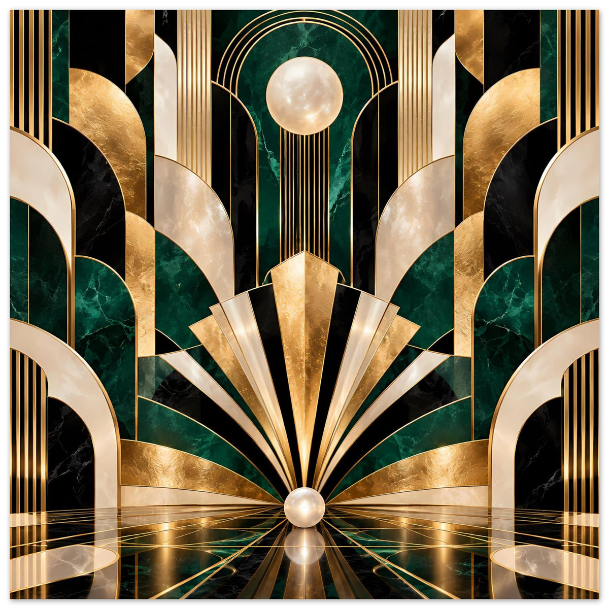Art-Déco-Poster mit Gold-, Schwarz- und Smaragdmotiv