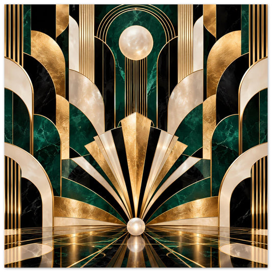 Art-Déco-Poster mit Gold-, Schwarz- und Smaragdmotiv