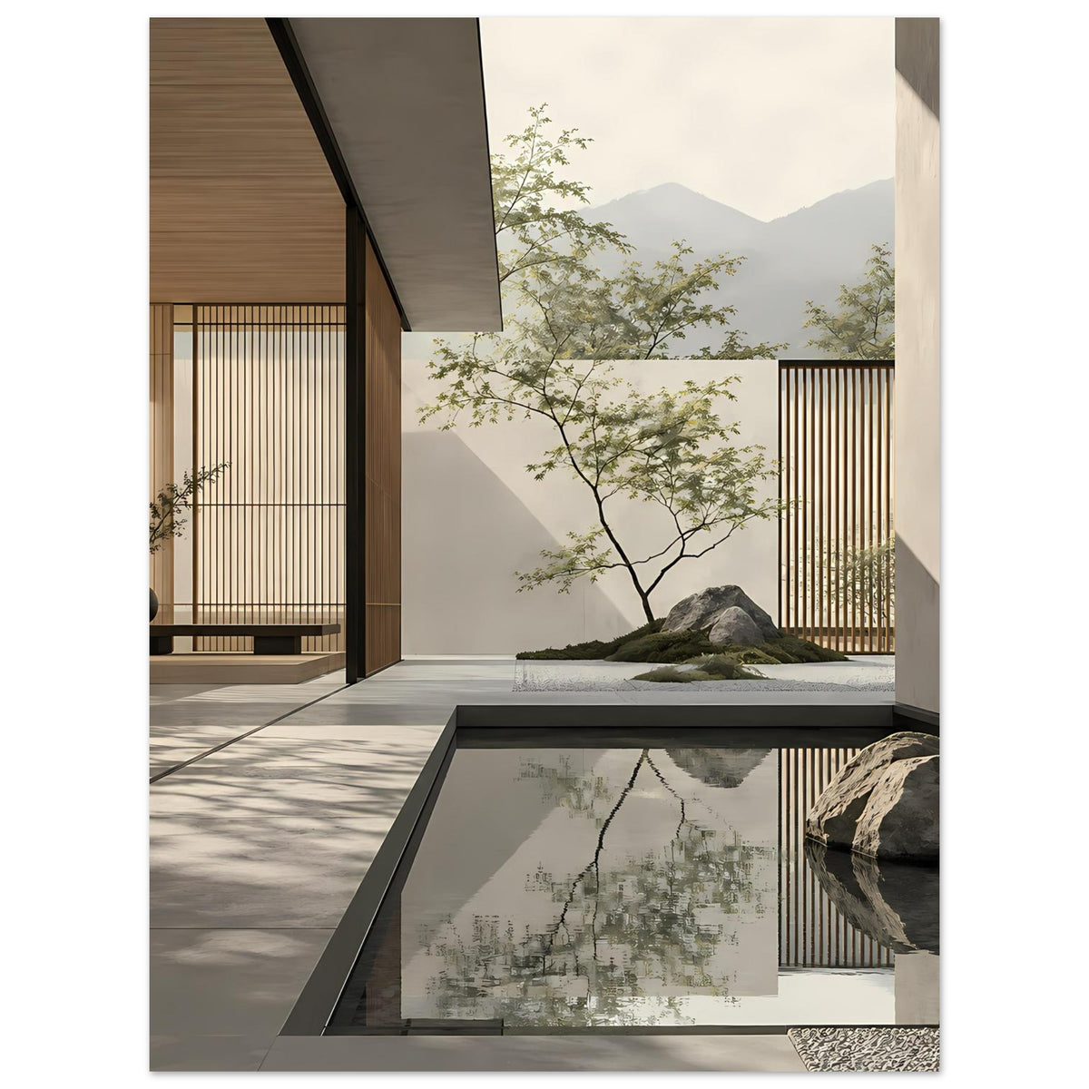 Ruhiges Zen-Poster für Wohnzimmer und Meditationsbereich
