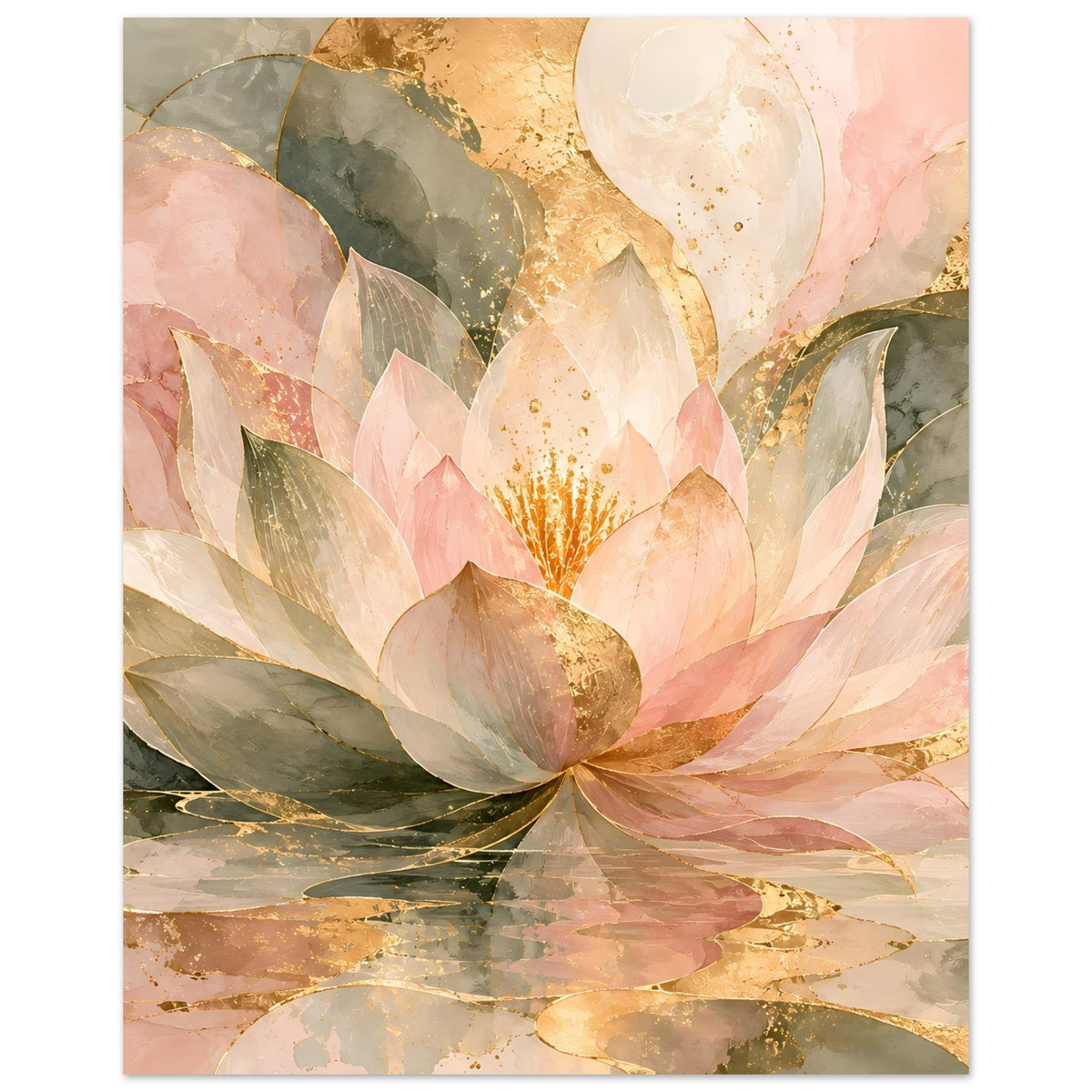 Lotusblüten-Poster in Rosé und Gold, vertikal