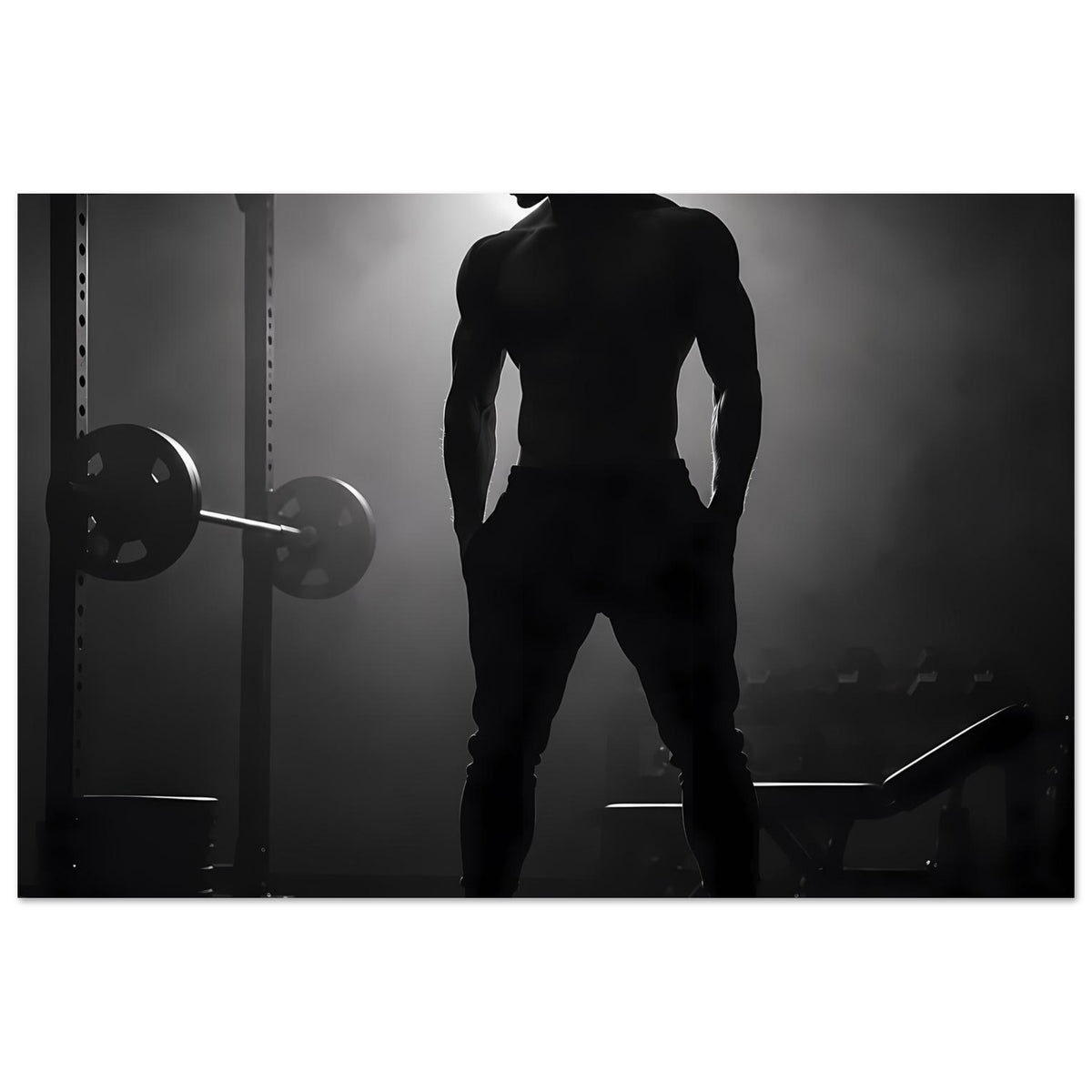 Fitness-Artprint, horizontales Motiv: Silhouette eines Athleten, Blick nach vorn