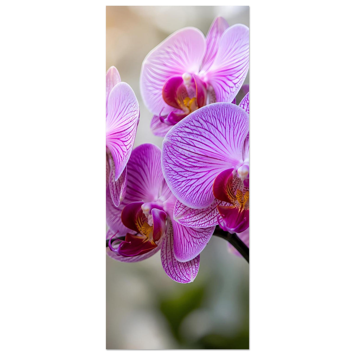 Orchideen-Poster im Hochformat mit violett-rosa Blütenausschnitt
