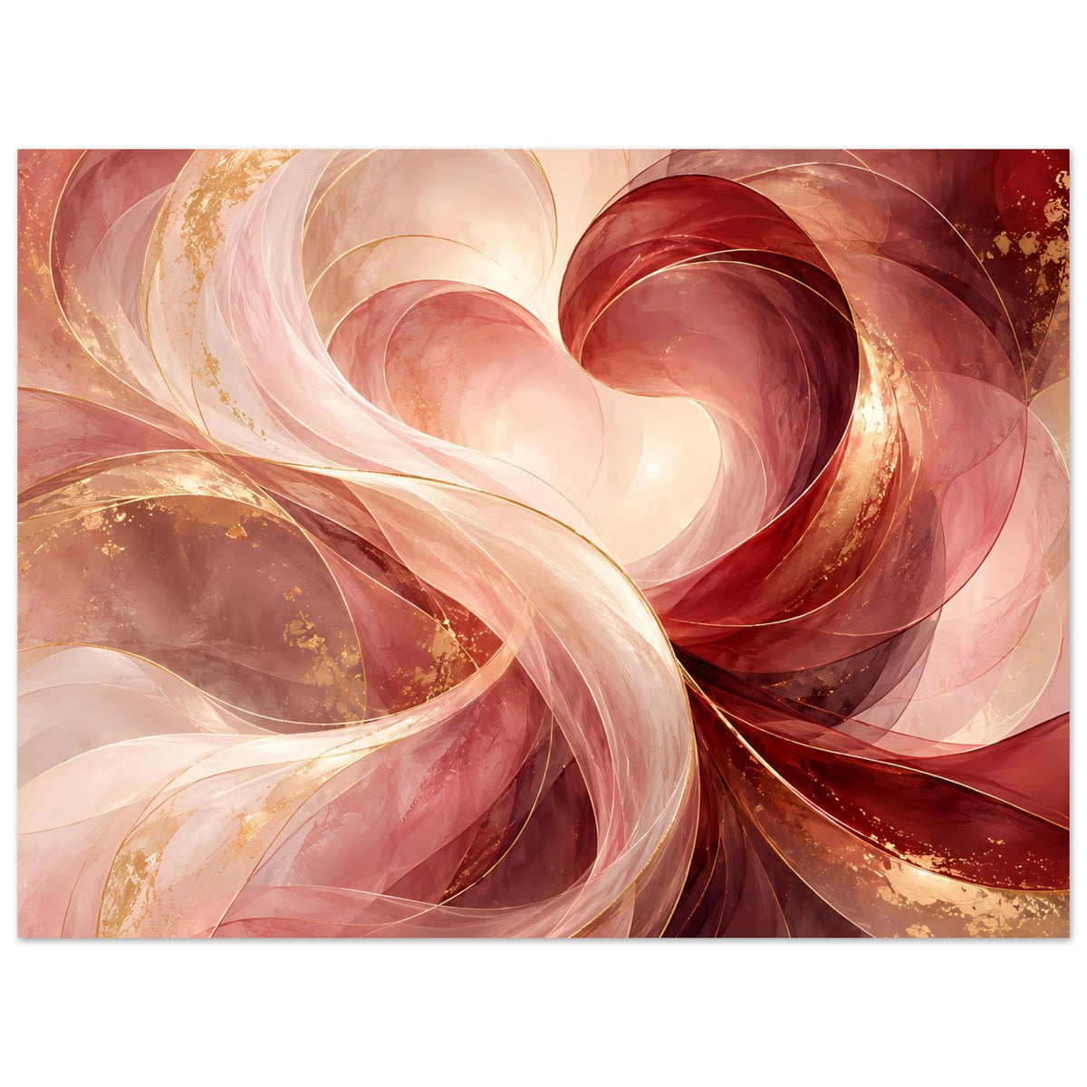 Horizontales Poster mit abstraktem Herzmotiv in Rot, Rosa und Gold