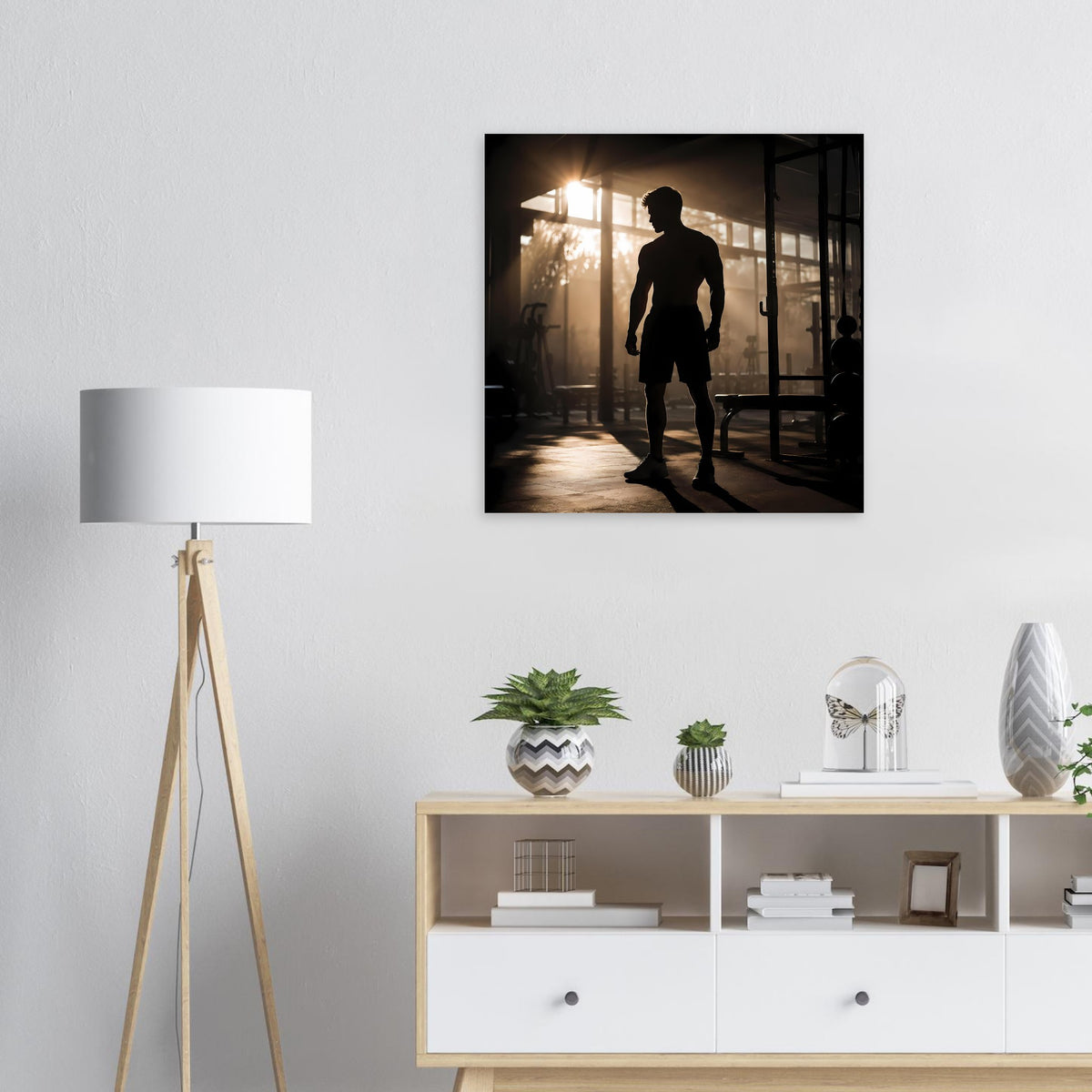 Fitness-Poster: Silhouette eines Läufers im Sonnenlicht