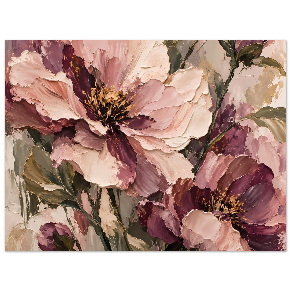 Poster mit floraler Blütenmalerei in Rosé und Mauve