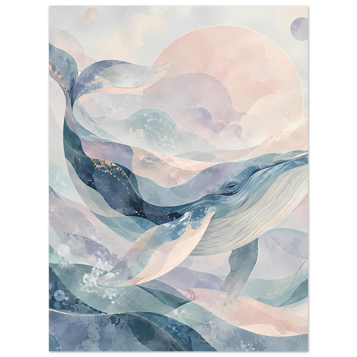 Poster mit Walmotiv in sanftem Blau und Rosa, Hochformat