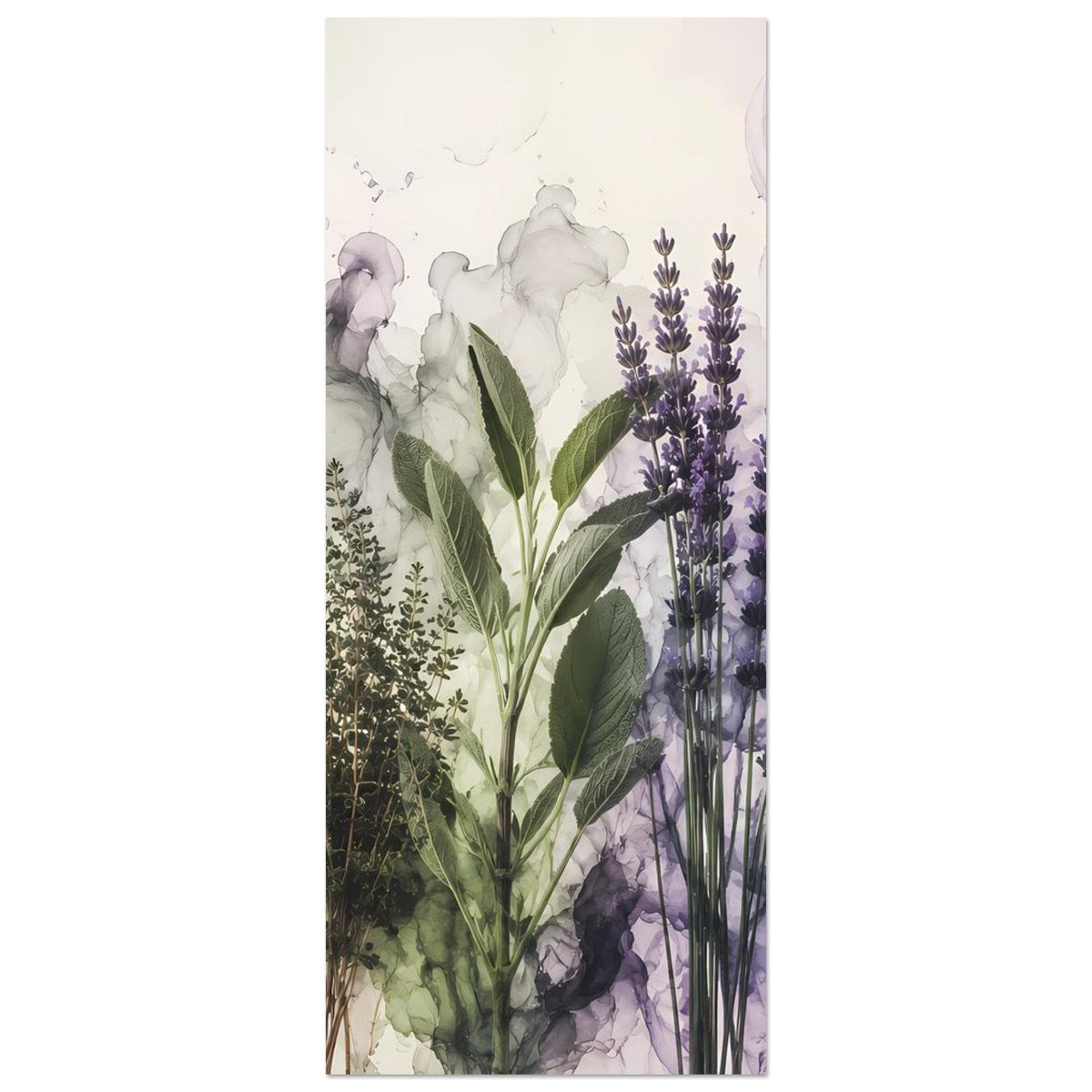 Botanisches Poster (Ausschnitt) mit Lavendelblüten und Kräuterstängeln, Hochformat