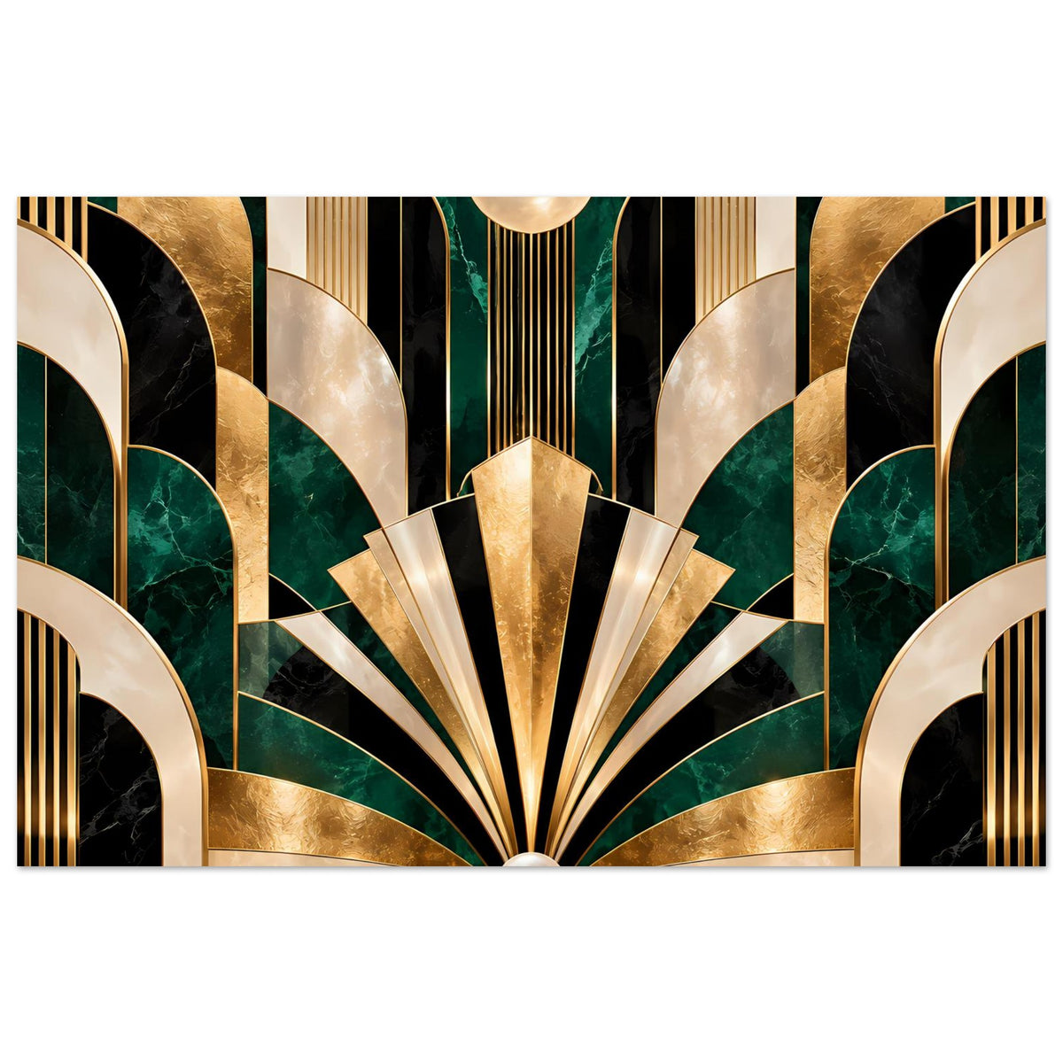 Art-Déco-Poster mit Gold- und Smaragdmustern