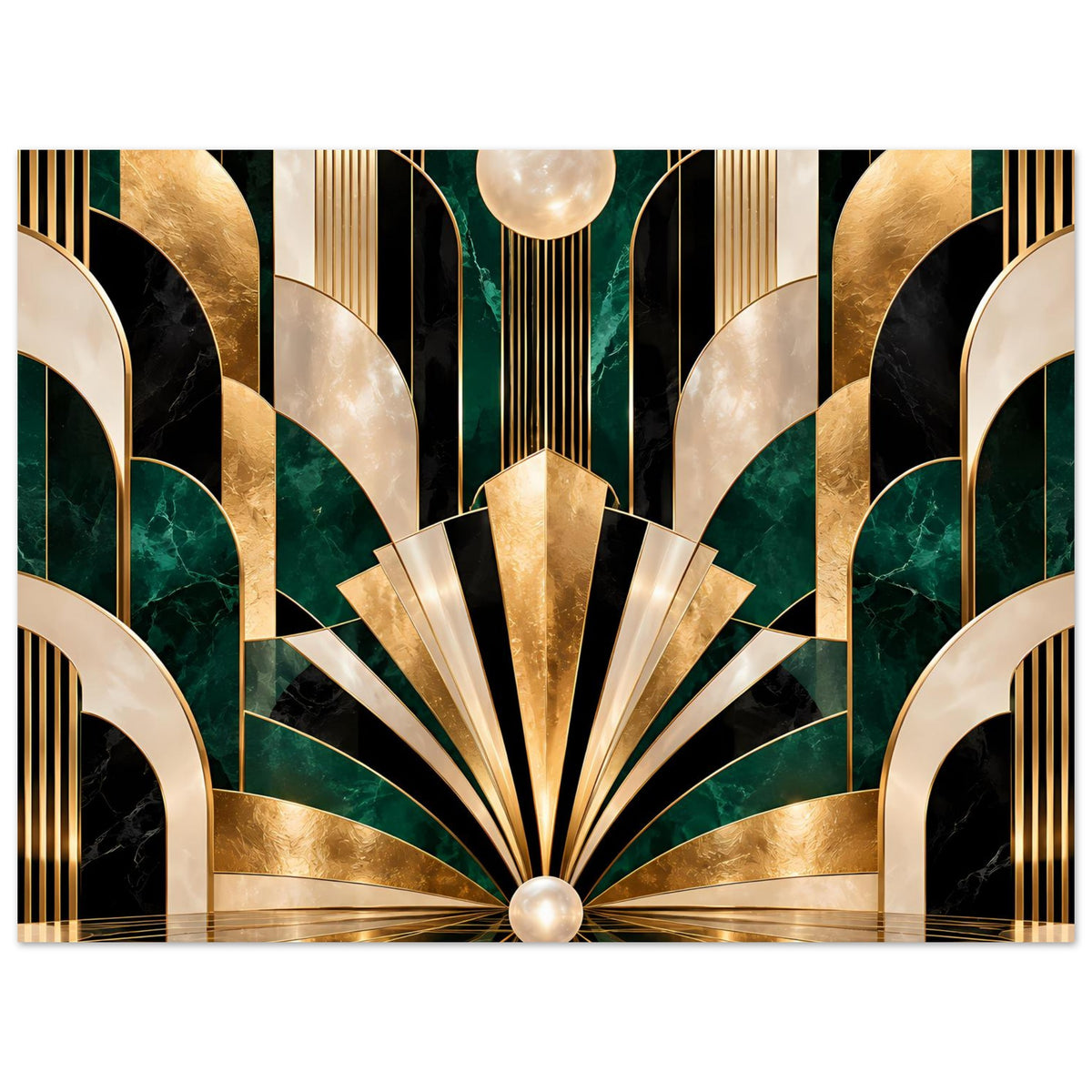 Art-Déco-Poster mit Gold-, Schwarz- und Smaragdmotiv, horizontal