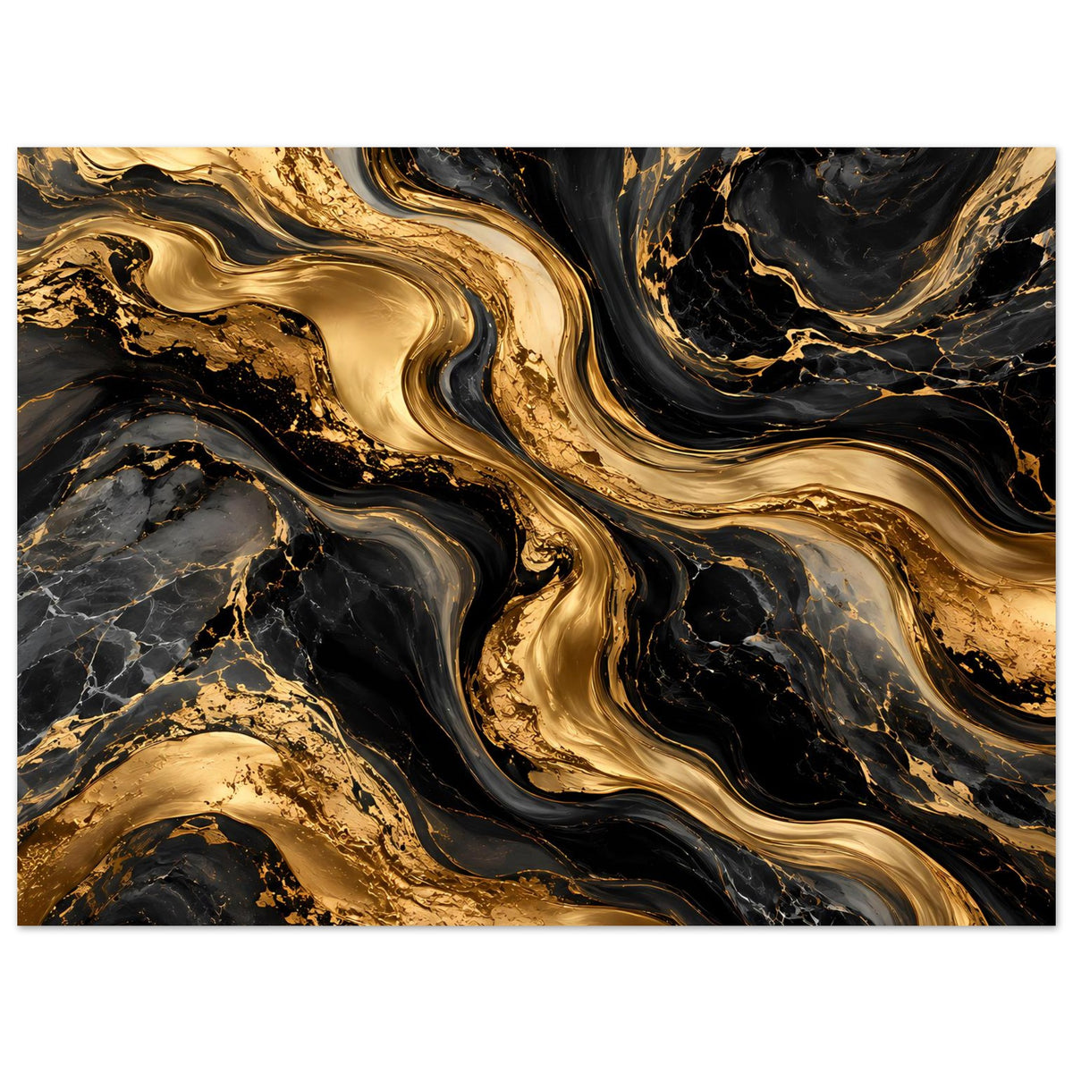 Poster mit Goldmarmor-Design: dunkle Marmoradern in Schwarz und leuchtend goldene Flächen