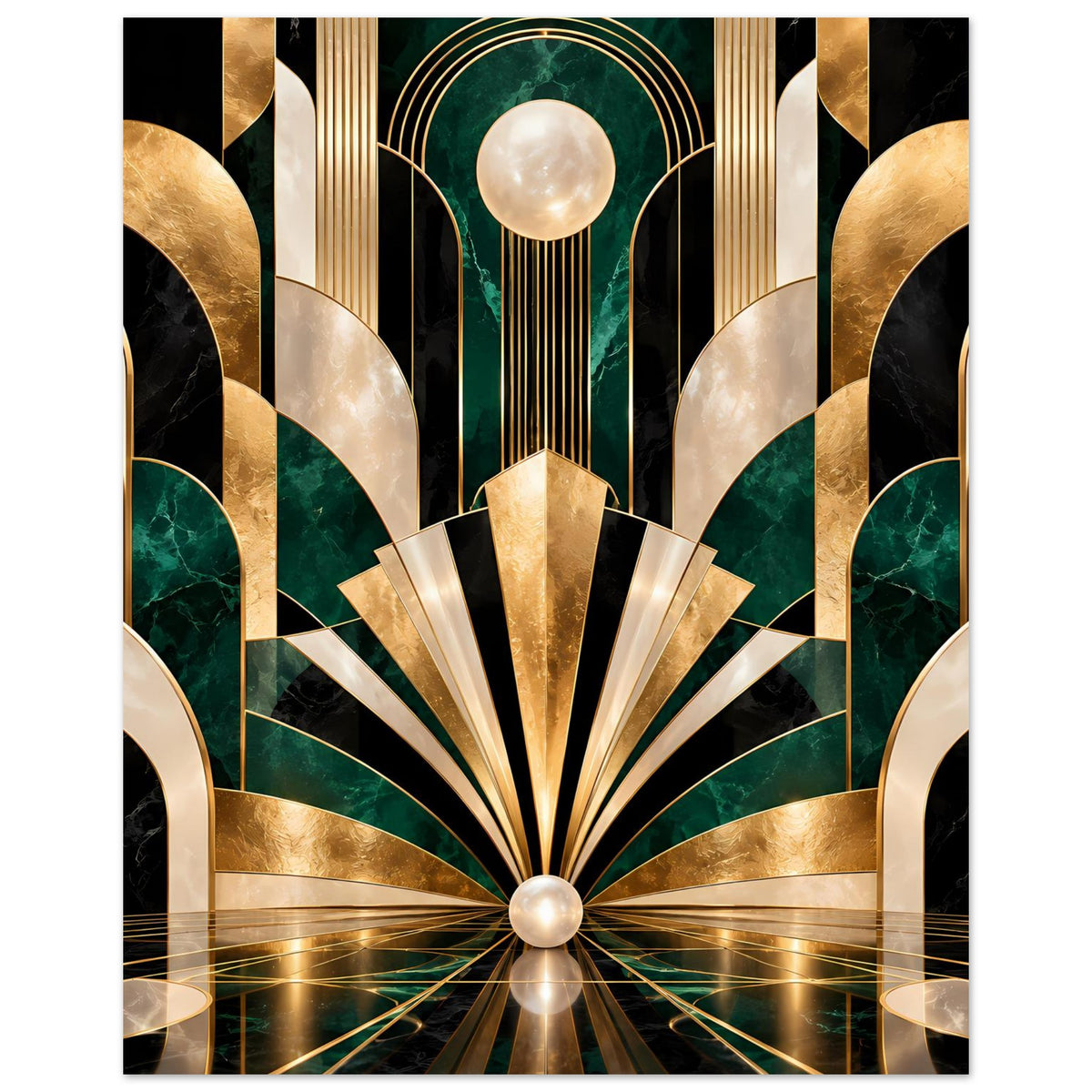 Art-Déco-Poster mit Gold- und Smaragdmotiv