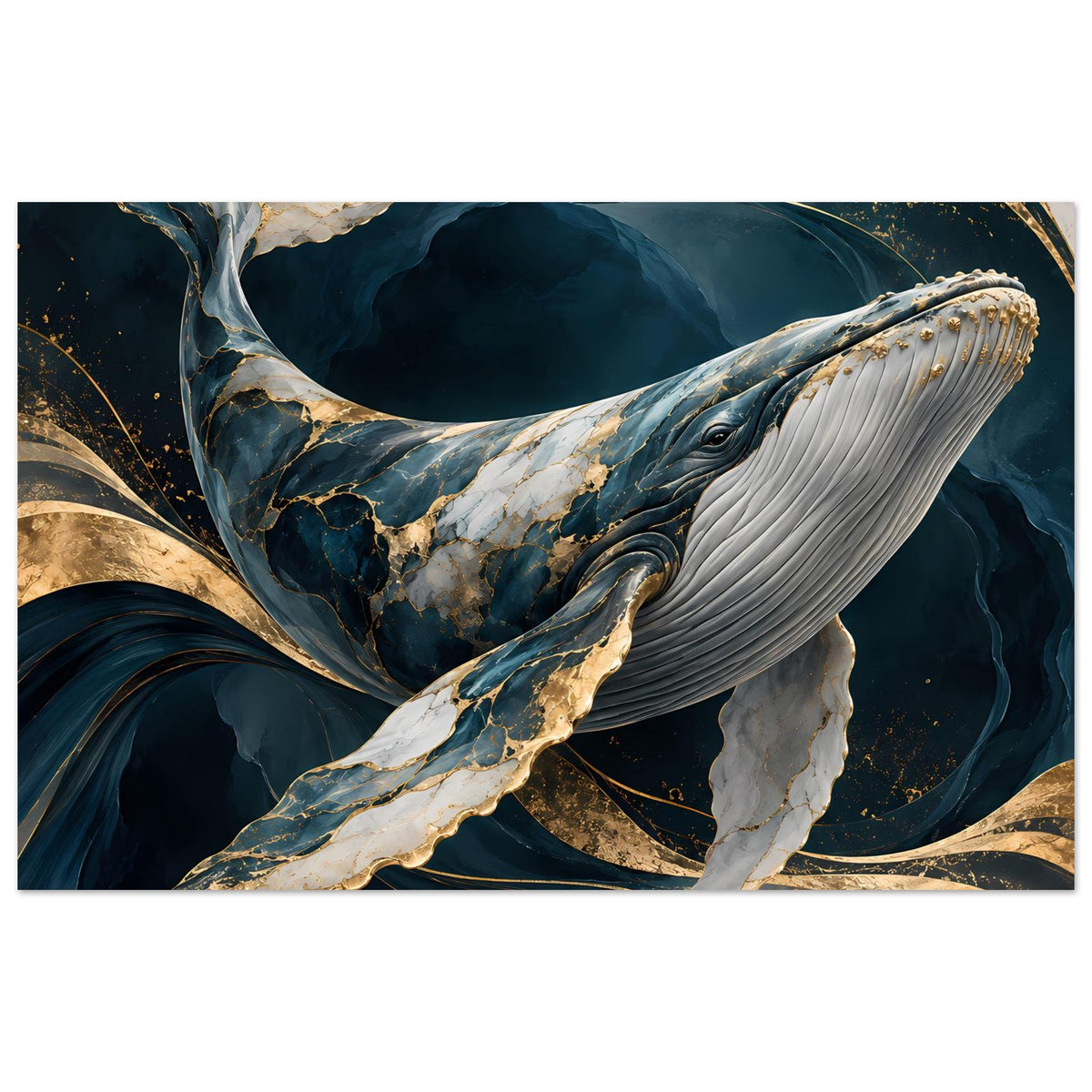 Poster mit Walmotiv in Dunkelblau und Gold, horizontal