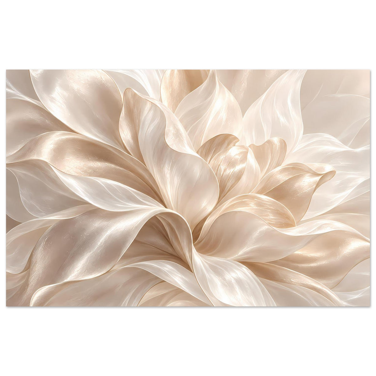 Cremefarbener Blumenposter auf mattem Papier, horizontales florales Ornament