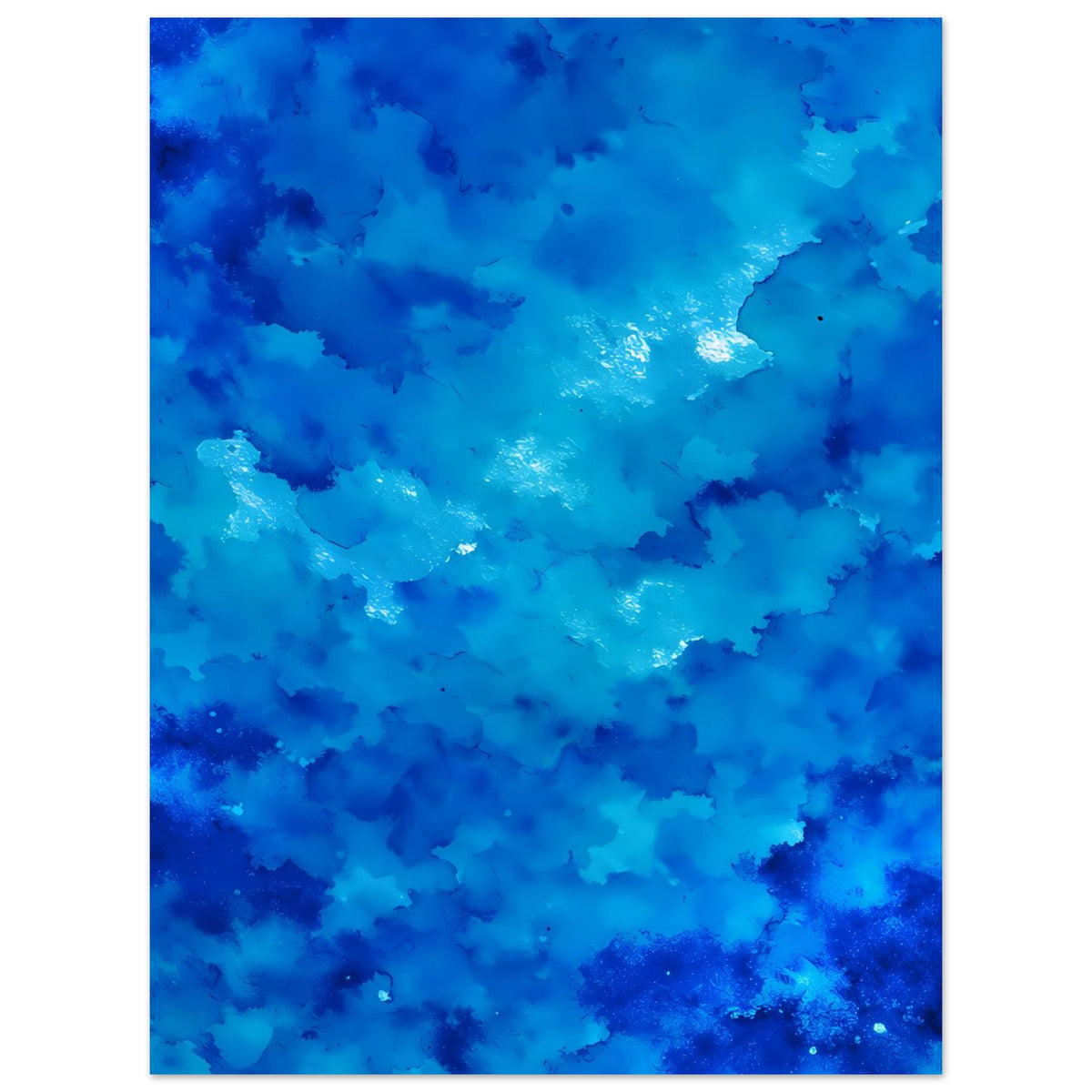 Abstraktes Poster mit blauem Aquarell-Cloud-Design, senkrechte Ansicht.