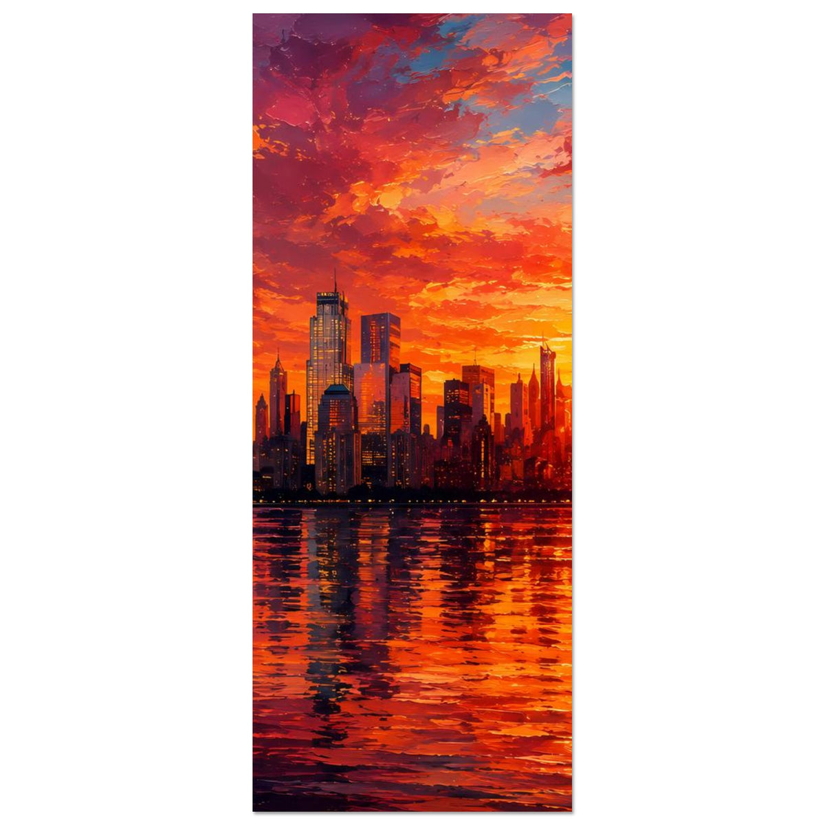 Poster im Hochformat: schmale Darstellung der New-York-Skyline mit One World Trade Center