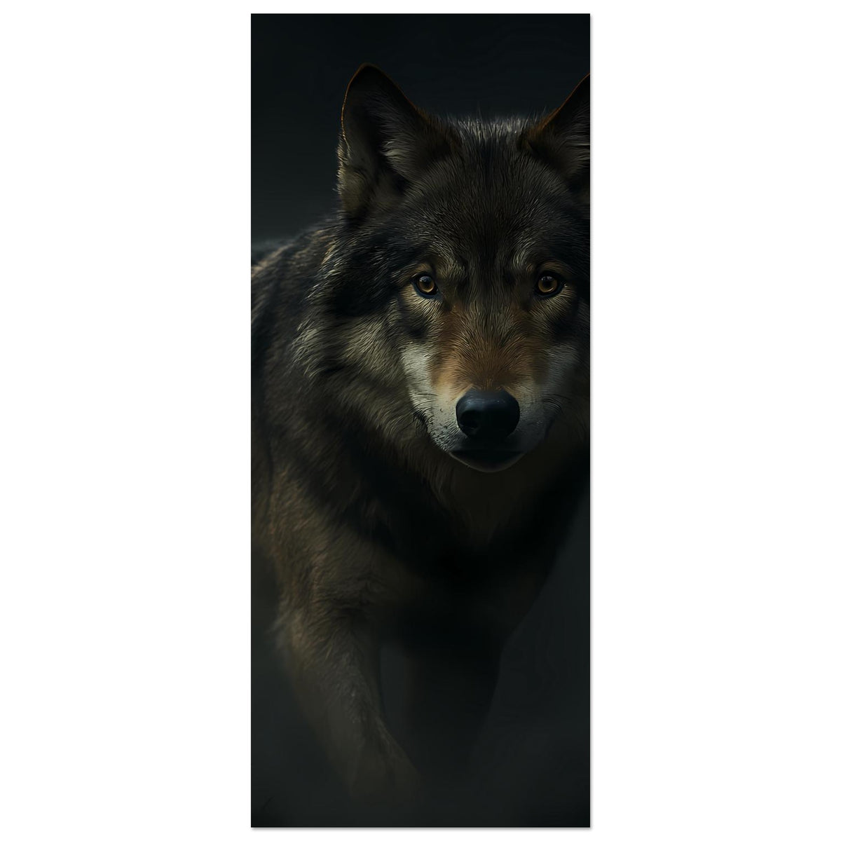 Wolfporträt-Poster, vertikal: grauer Wolf, Gesicht zentriert