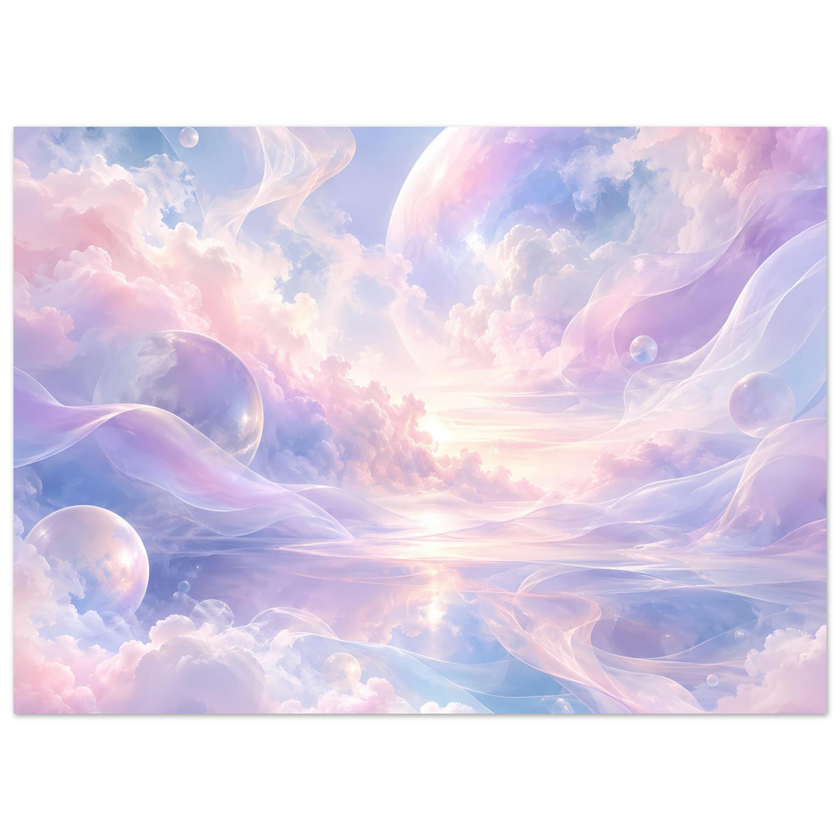 Horizontales Himmelsmeer-Poster mit pastellfarbenen Wolken, Blasen und Wirbelwolken
