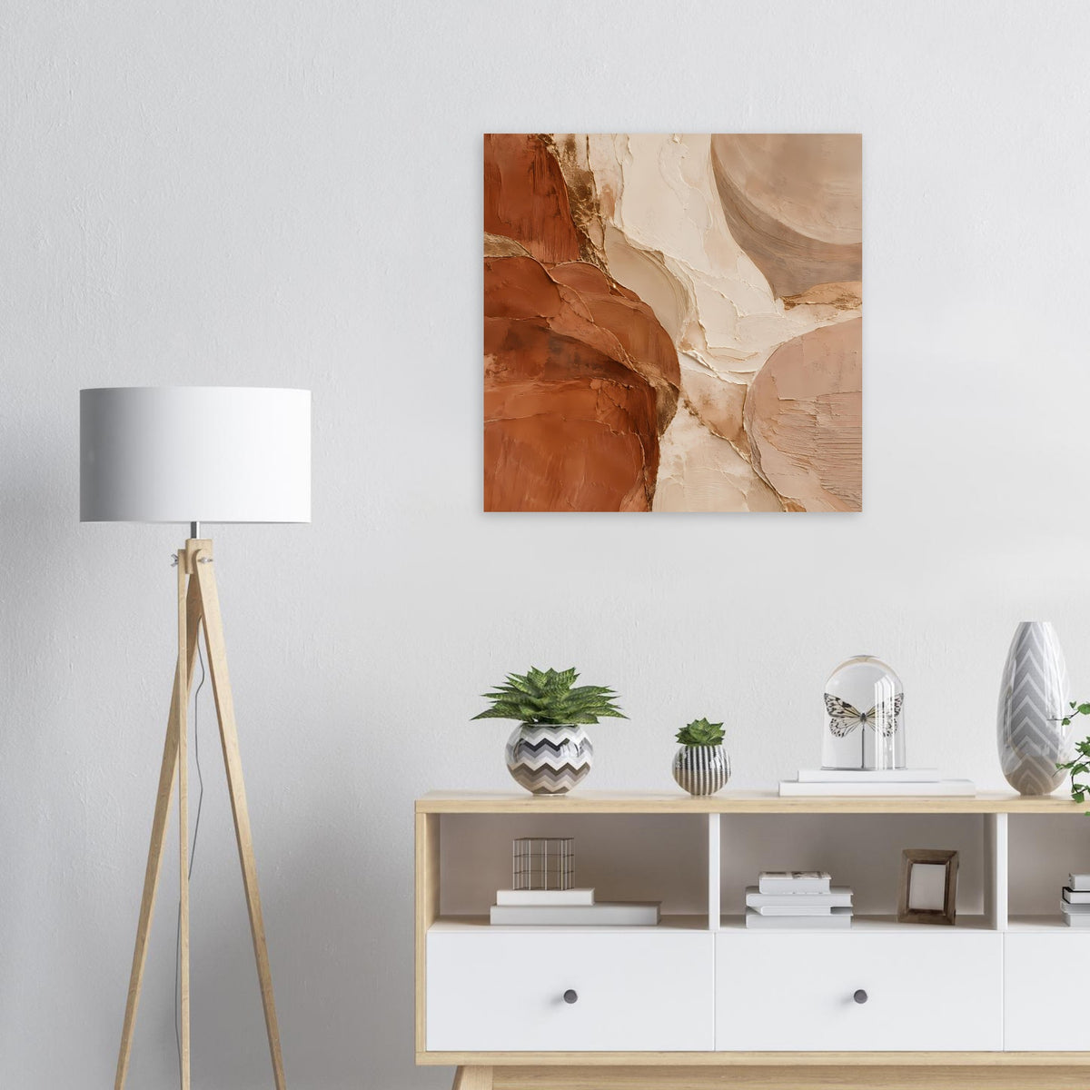 Quadratisches Struktur-Poster mit marmorierter Abstufung in Braun und Creme