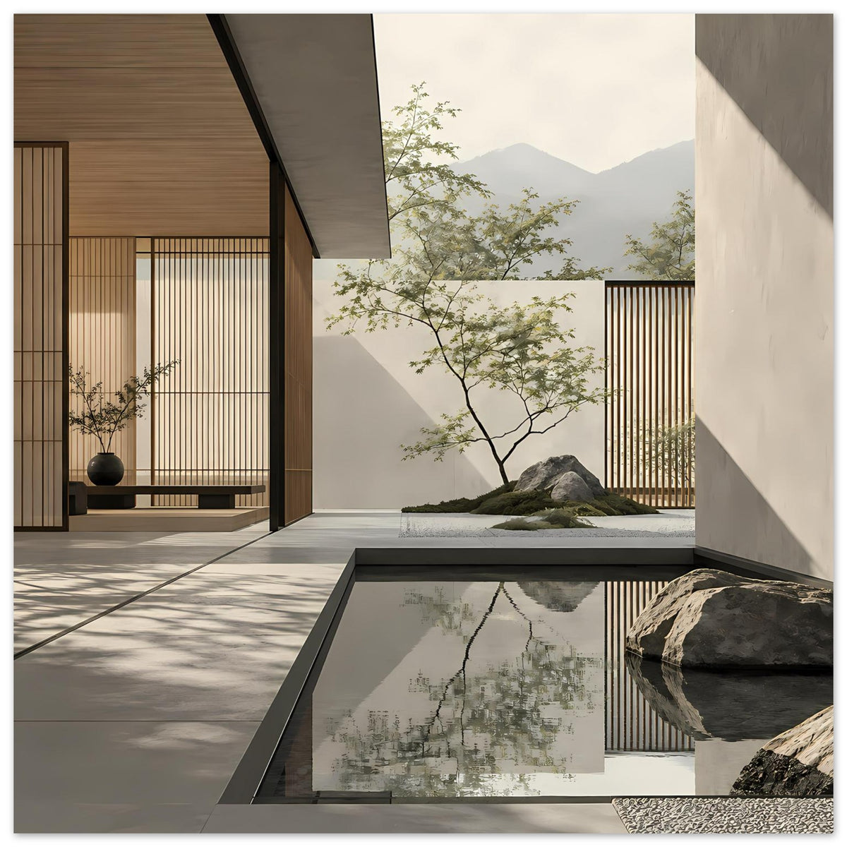 Modernes abstraktes Zen-Motiv mit harmonischer Formensprache