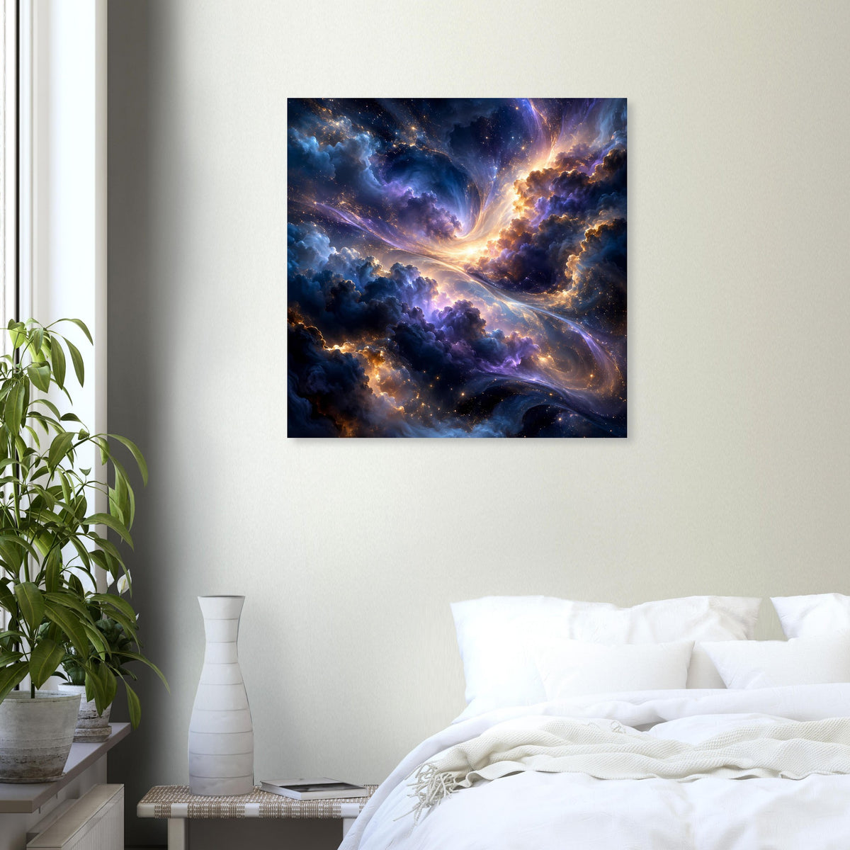 Leuchtendes Galaxieposter auf Premium-Mattpapier, quadratisch, tiefes Weltraum-Design