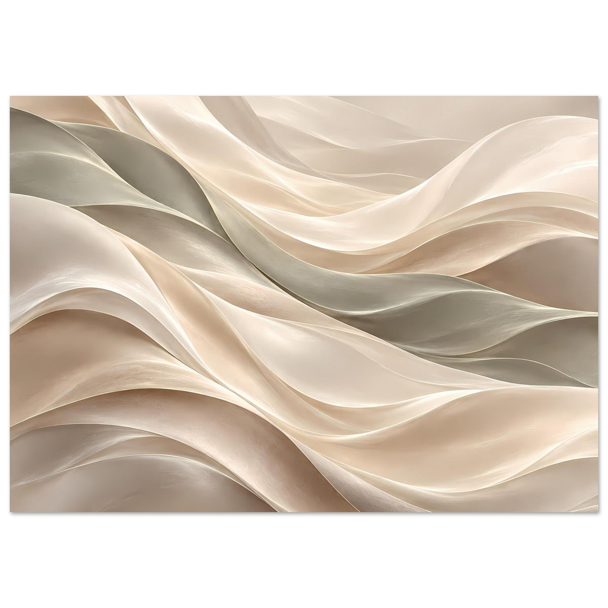 Poster mit abstrakten Wellenlinien in Creme- und Grautönen, horizontal