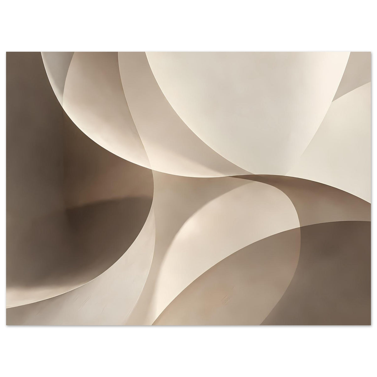 Kunstposter mit Wellenlinien in Creme und dunklem Taupe, horizontaler Zuschnitt.