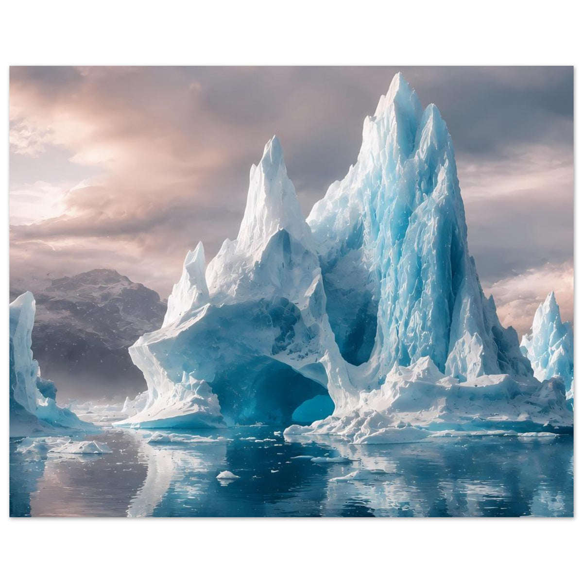 Arktis-Eisberg-Poster im Querformat: großes Eisberg-Motiv mit Wasserreflexionen.