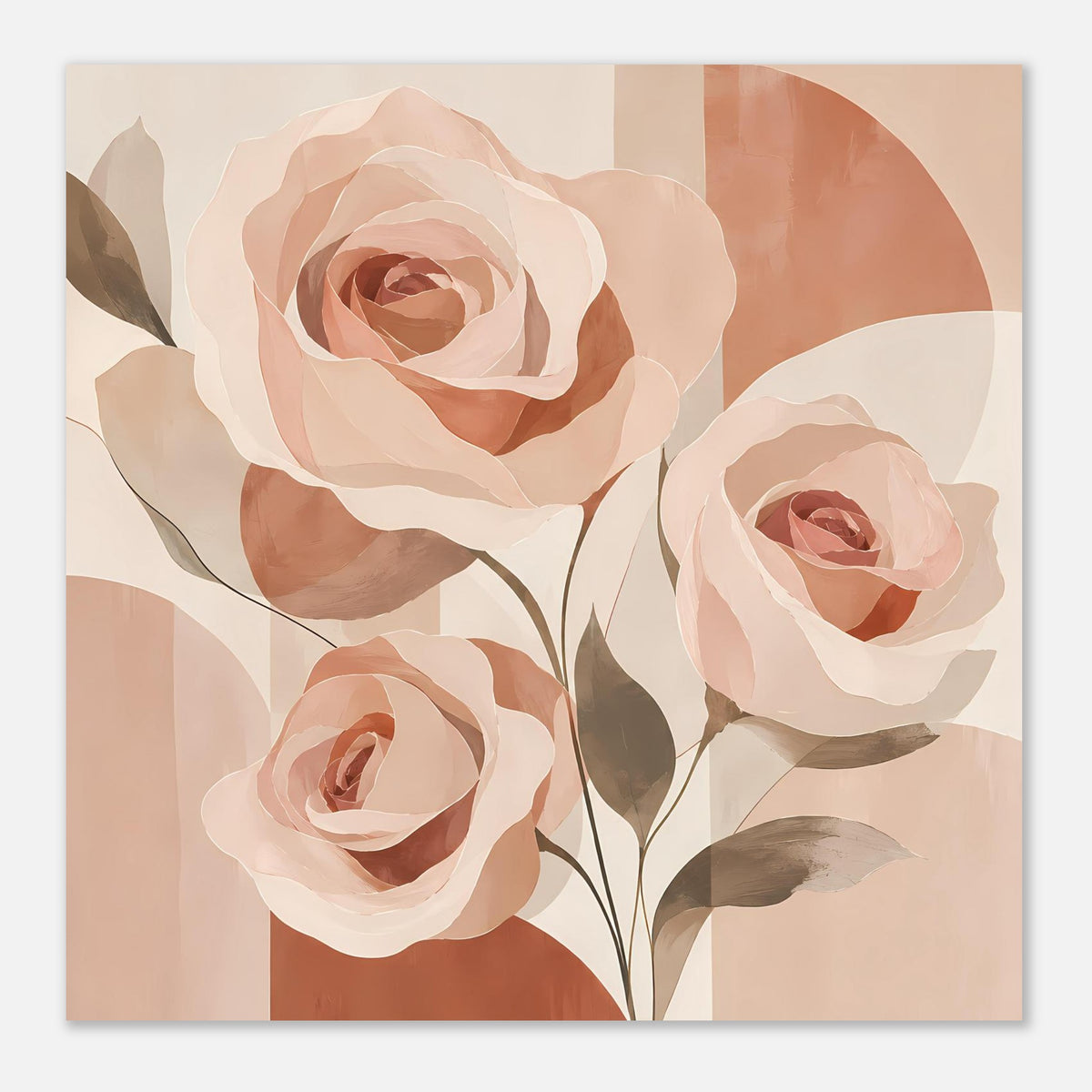 Florales Poster mit zarten Rosen in Rosa und Pfirsich