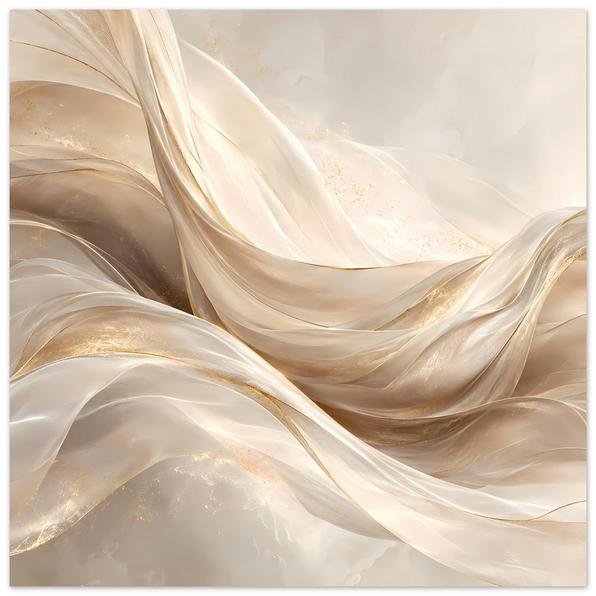 Abstraktes Leinwand-Poster: goldene Linien auf cremigem Hintergrund, horizontal