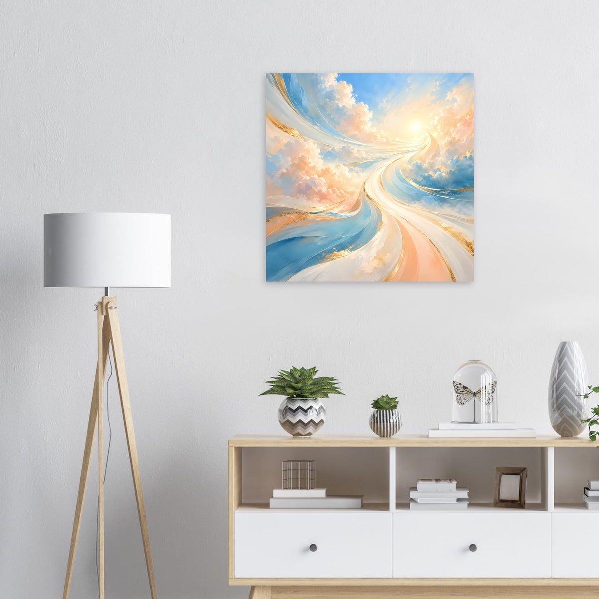 Fantasie-Poster mit pastellfarbenem Lichtpfad und Himmelsszene