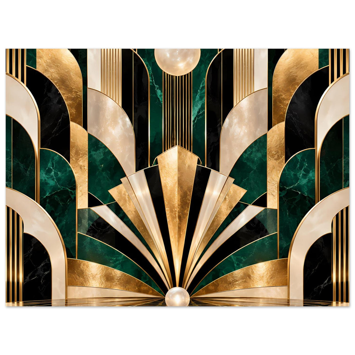 Art-Déco-Poster mit Gold- und Smaragdmustern, horizontal