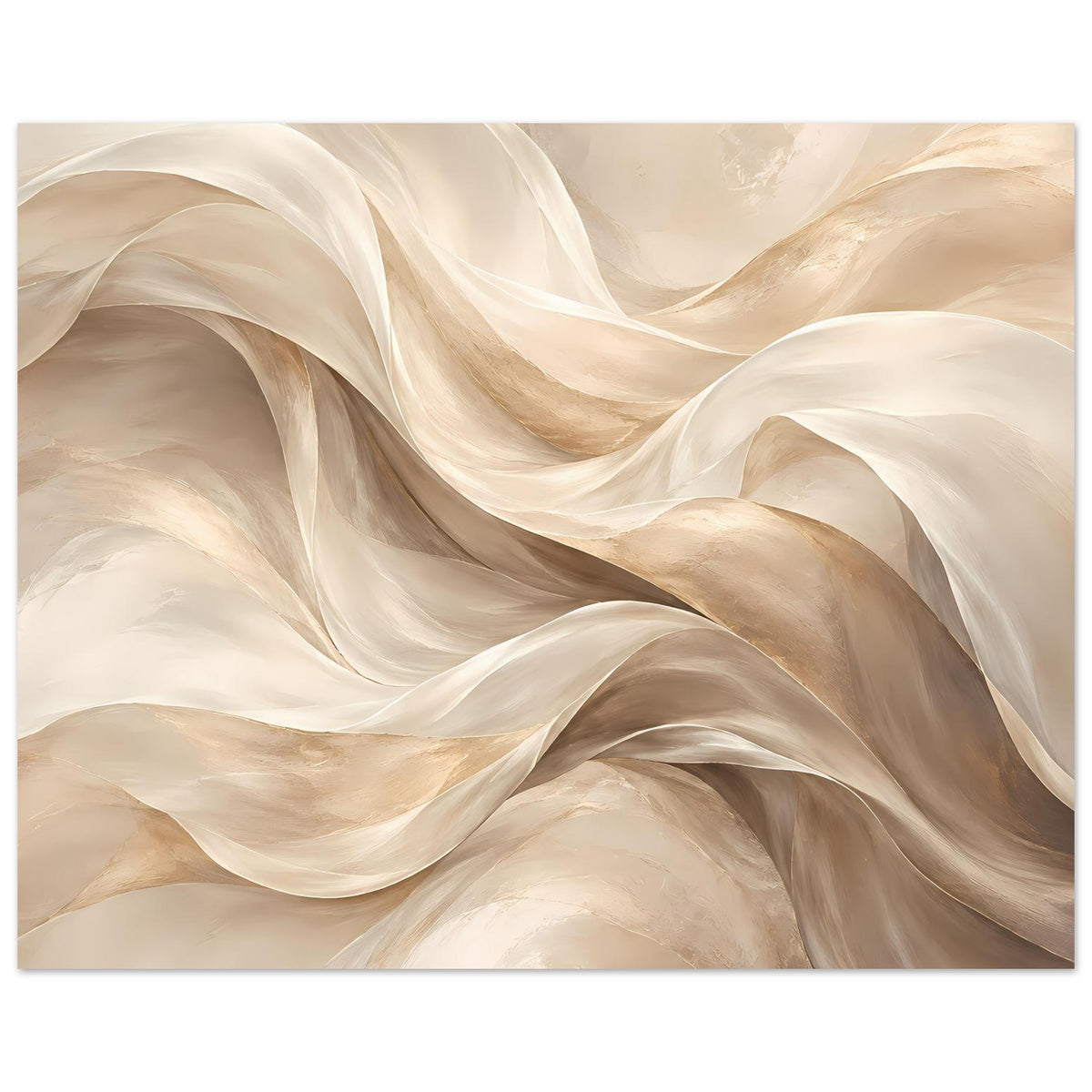 Abstraktes Fluss-Poster, horizontal: weiche beige Wirbel und helle Creme-Schleifen