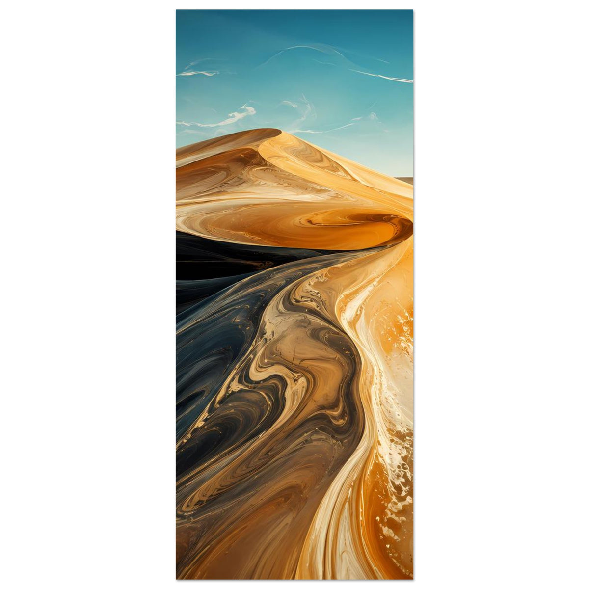 Abstraktes Wüstenwellen-Poster, hochkant: Sanddünen in Orange, Beige und Dunkelbraun