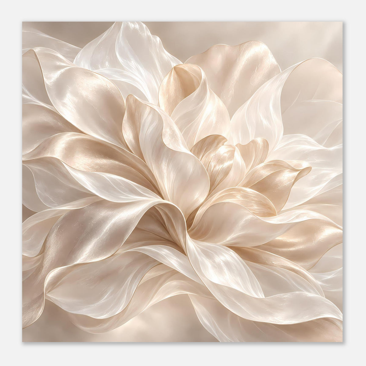 Blumenposter in Cremefarben mit fließenden Blütenblättern, Querformat