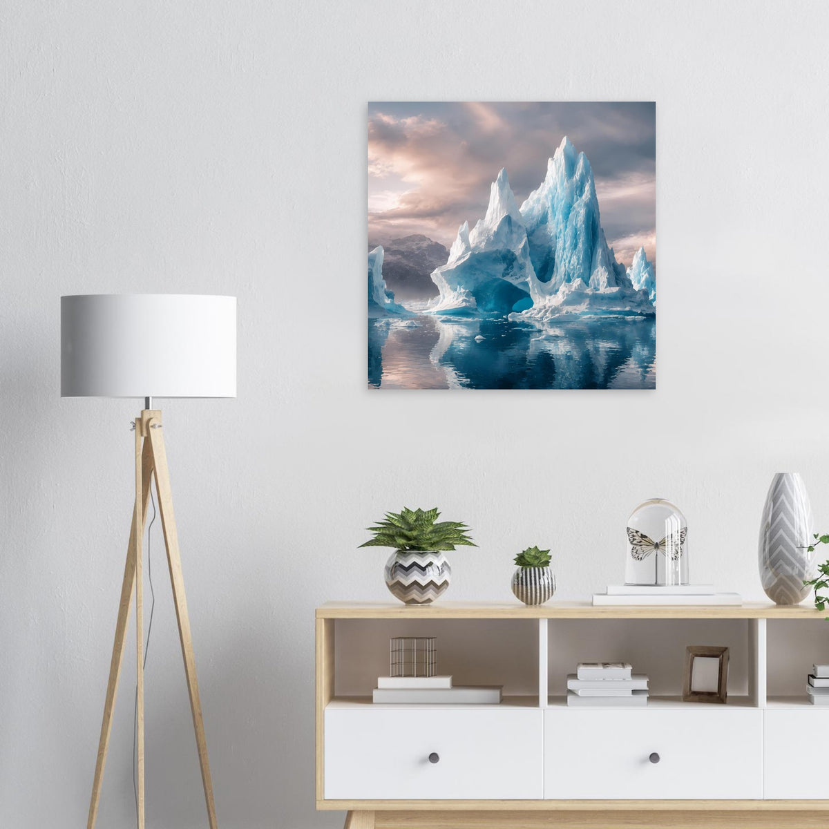 Eisberg-Poster mit blauem Gletscher, Blick auf Wasser und Eisberge
