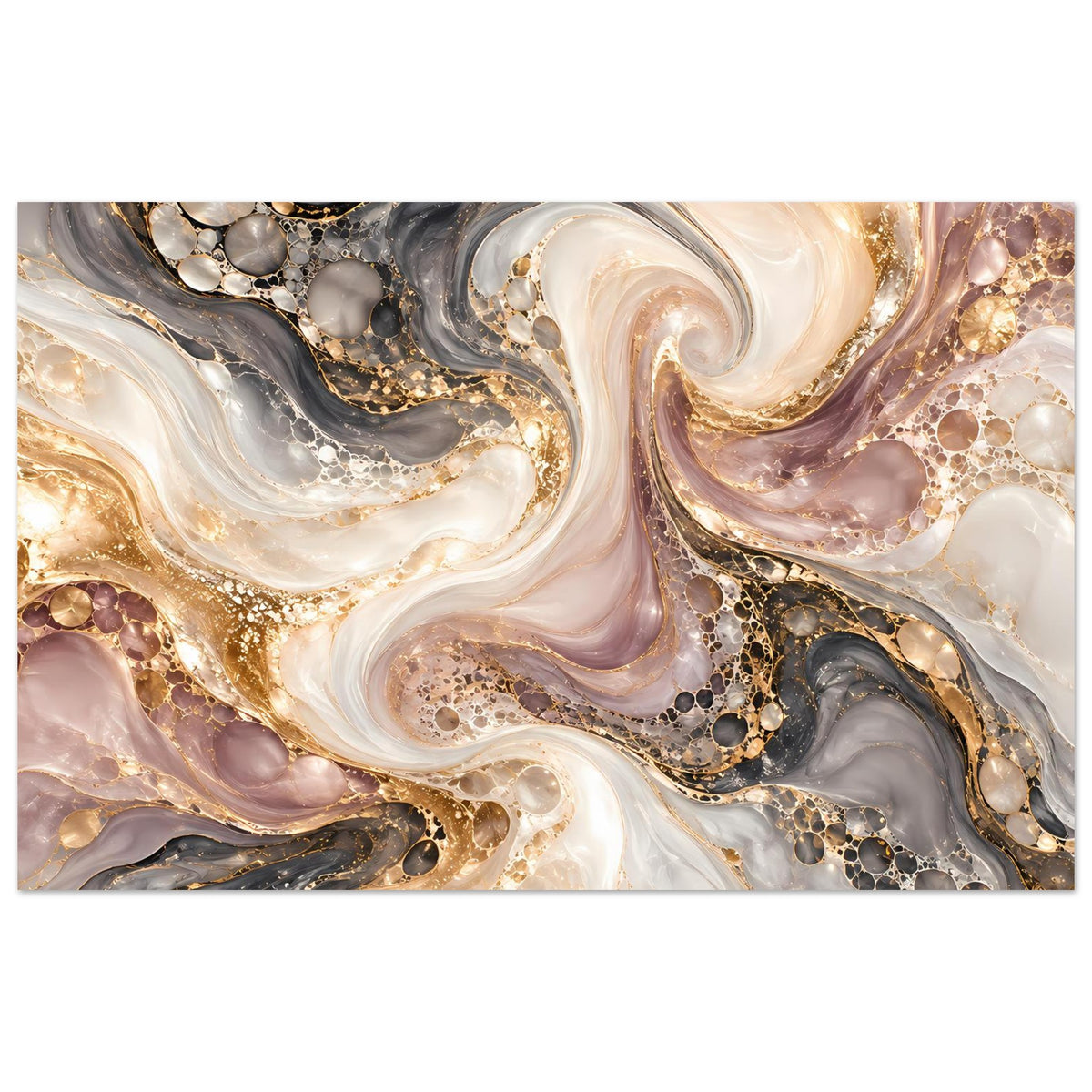 Abstraktes Marmor-Poster mit Goldakzenten, horizontal