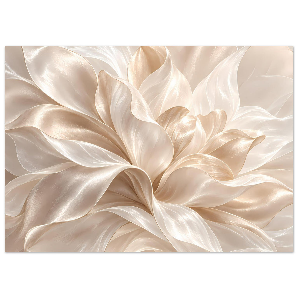 Cremefarbener Blumenposter auf mattem Papier, horizontales Blumenmotiv