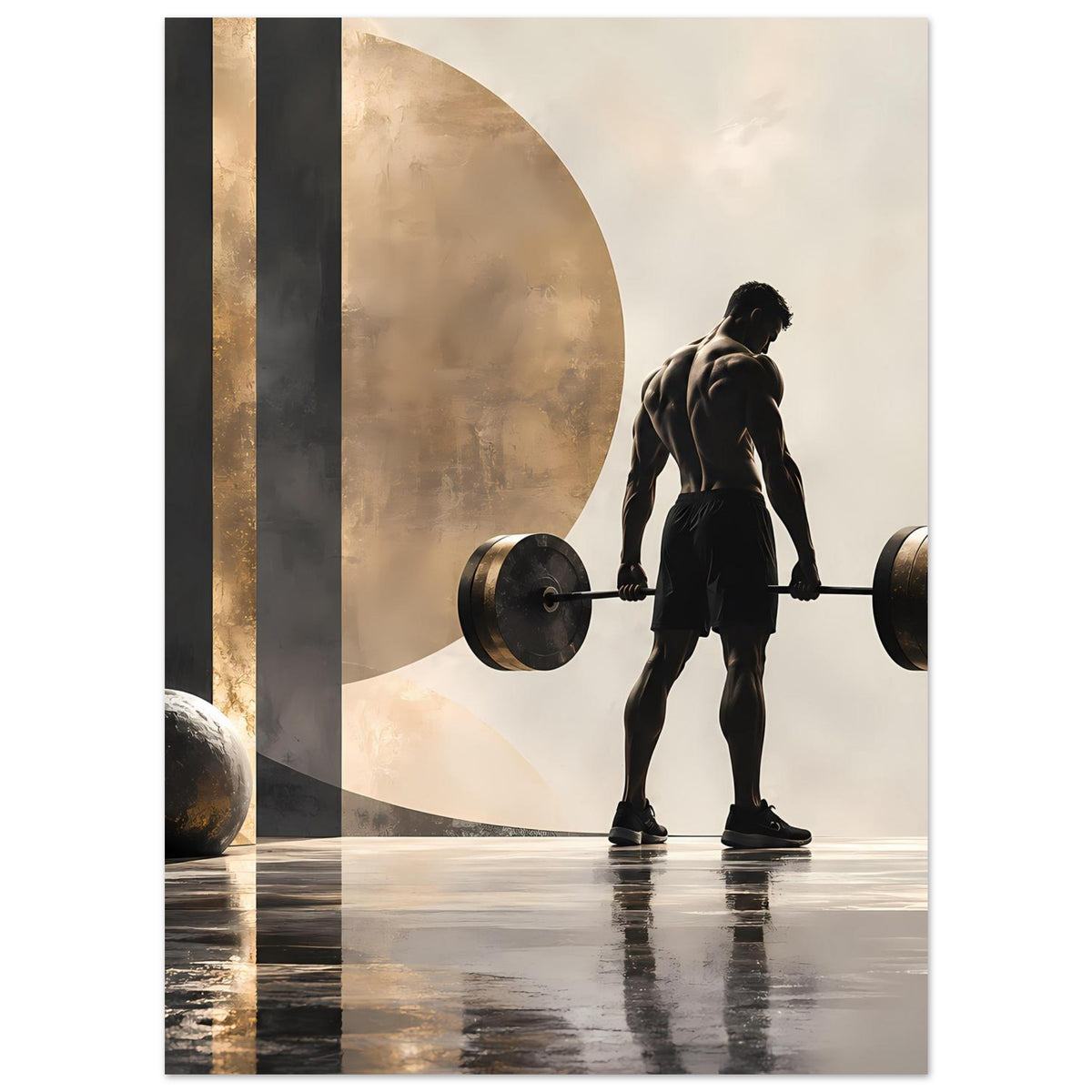 Krafttraining-Poster: Körperhaltung im Krafttraining mit Langhantel, geometrische Flächen