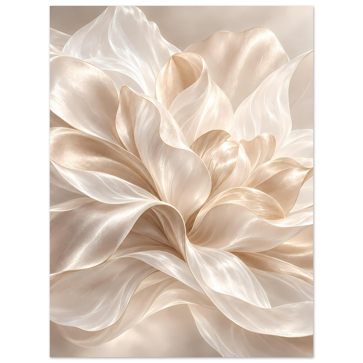 Poster in Creme mit floralen Blütenblättern, vertikal, feine Musterstrukturen