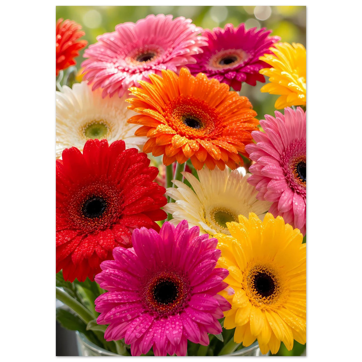 Gerbera-Blumenstrauß mit orangefarbenen, roten, pinken und gelben Gerberas