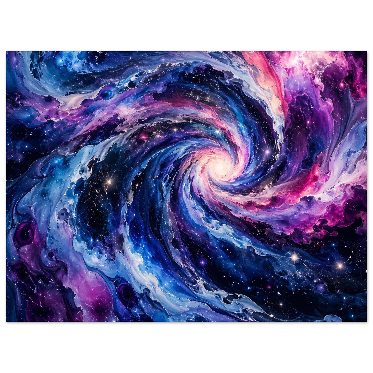 Wandposter mit galaktischem Wirbel aus Blau und Lila, umgeben von Sternen, horizontal