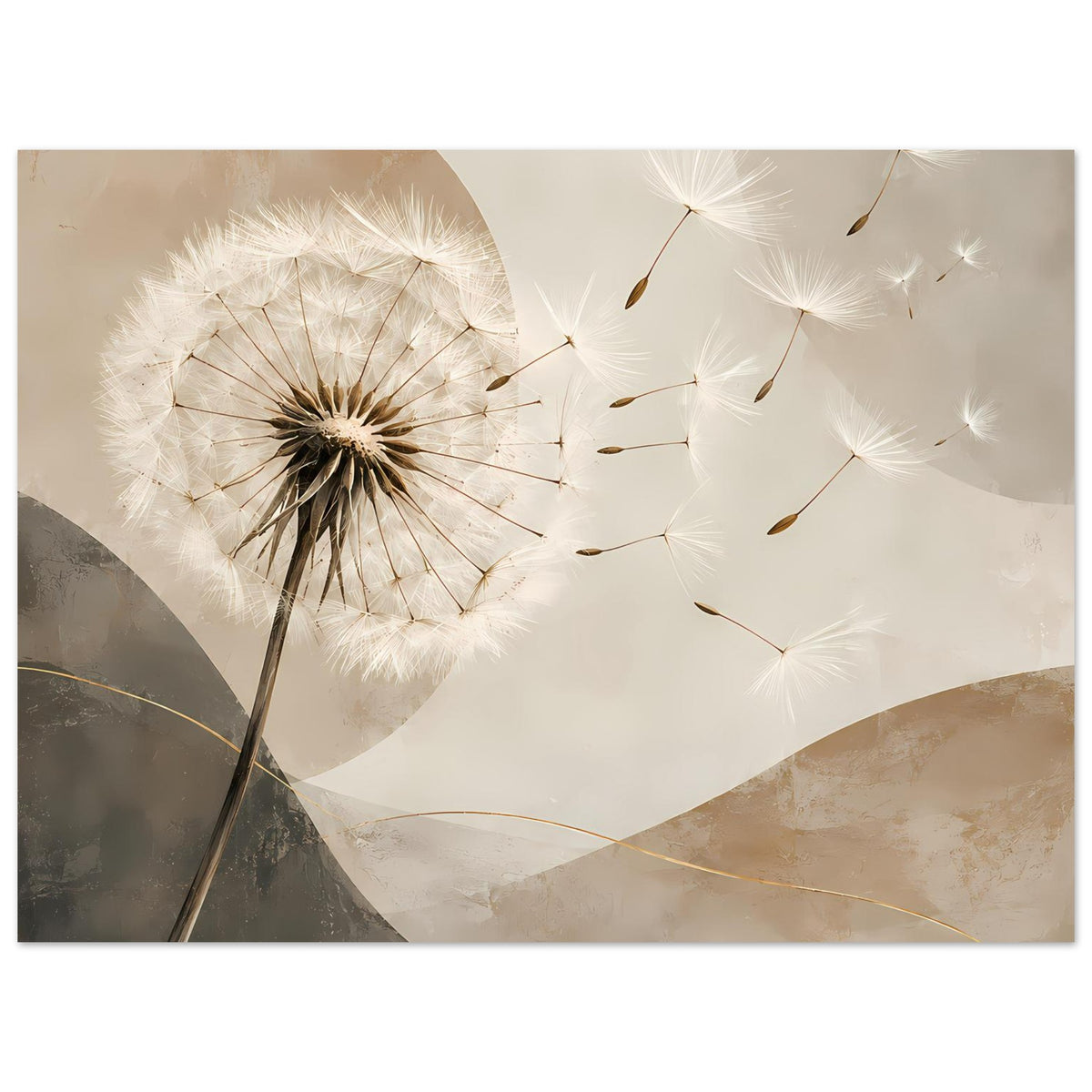 Dandellion-Passer Poster (breit): Pusteblumen-Samen, beiges und graues Farbspiel
