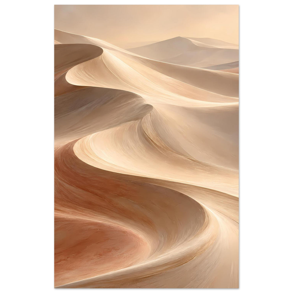 Sanddünen-Poster, vertikal: wellige Dünenlandschaft in Beige und Braun
